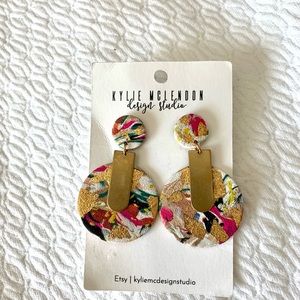 Multi-color Earrings with Gold accents.